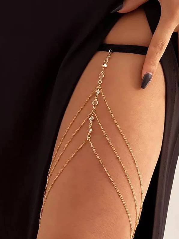 Minimalist Rhinestone Multi-layer Leg Chain