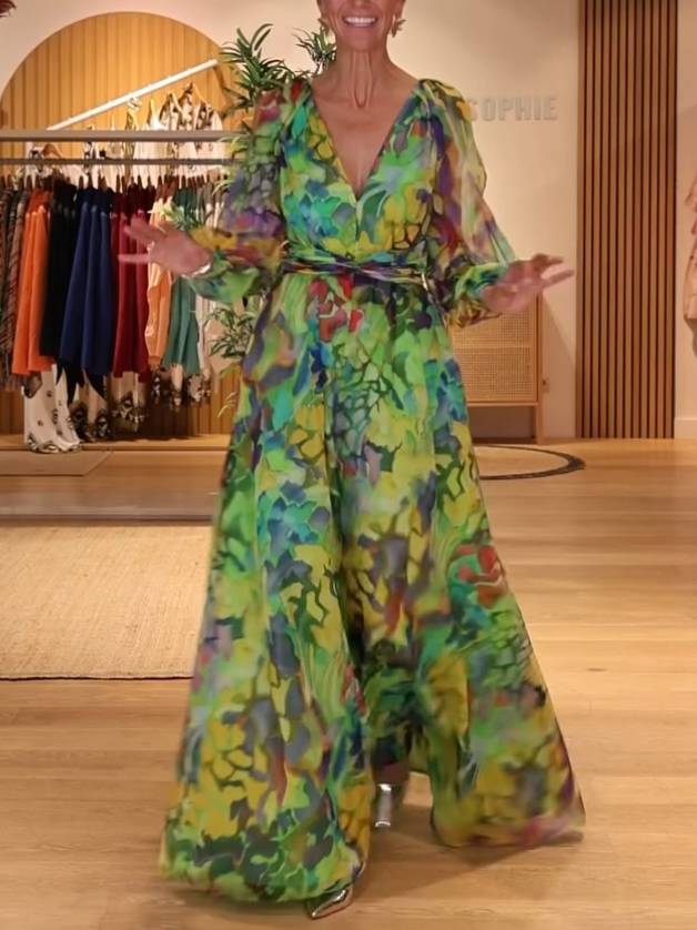 Unique Printed Off-shoulder Dress