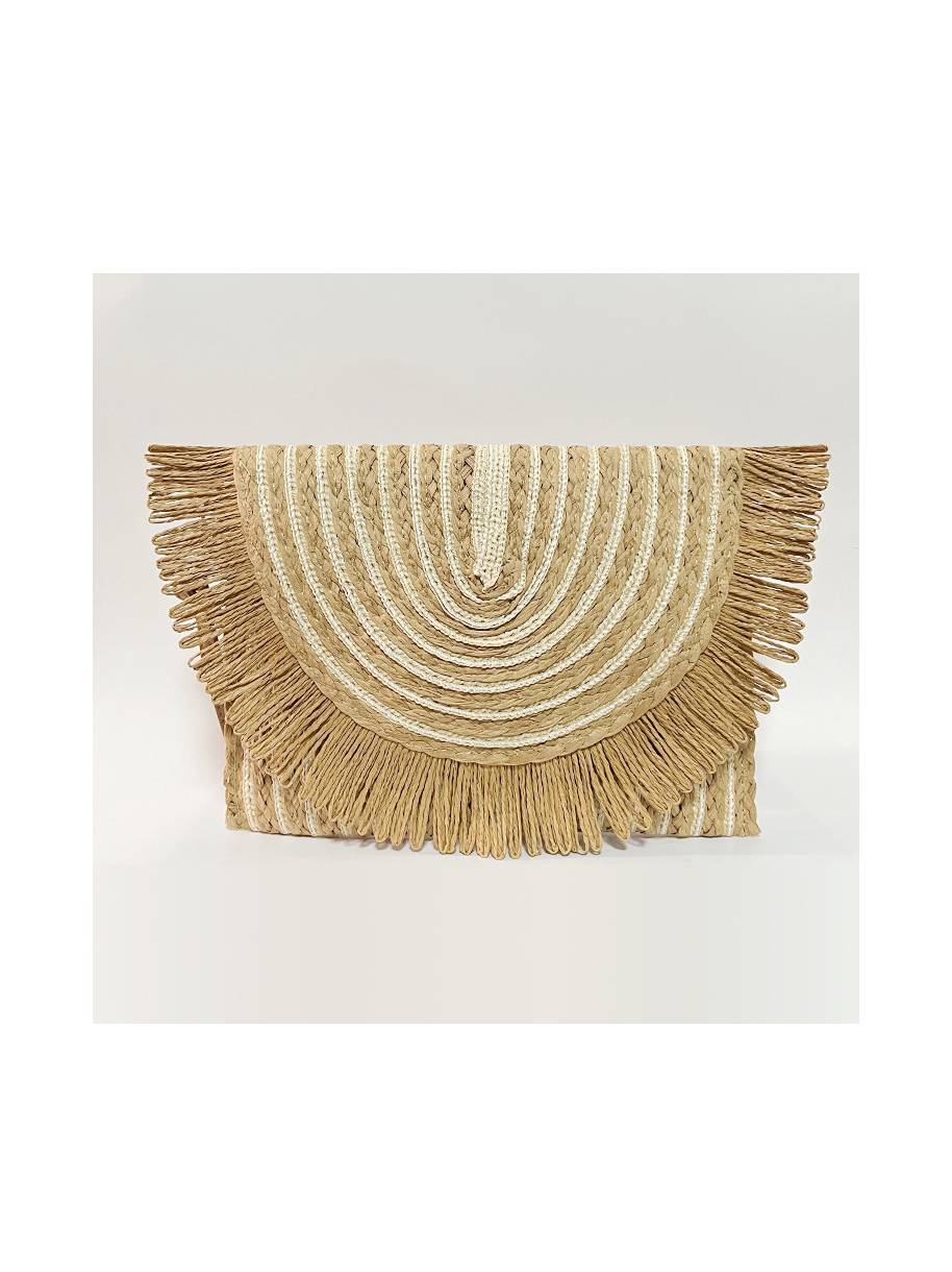 Contrast Color Straw Bag Clutch