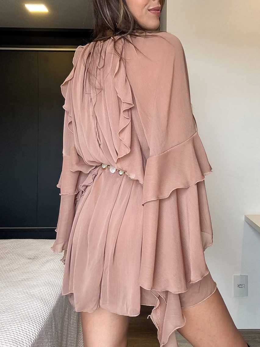 Resort Pleated Tiered Ruffle Mini Dress