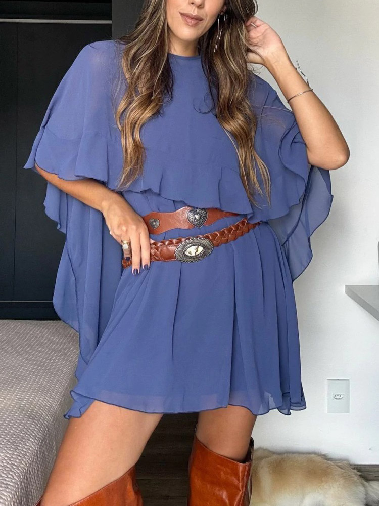 Elegant Cape Style Two-Piece Mini Dress