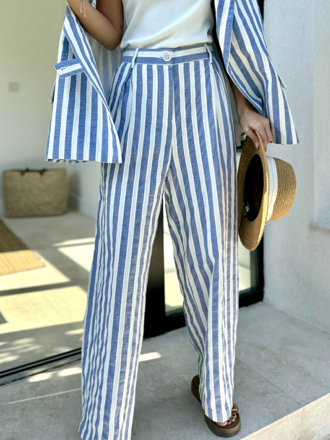 Exquisite Classic Stripe Print Casual Pants