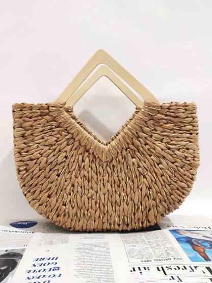 Holiday Leisure Moon Bag Gold Paper Straw Handbag