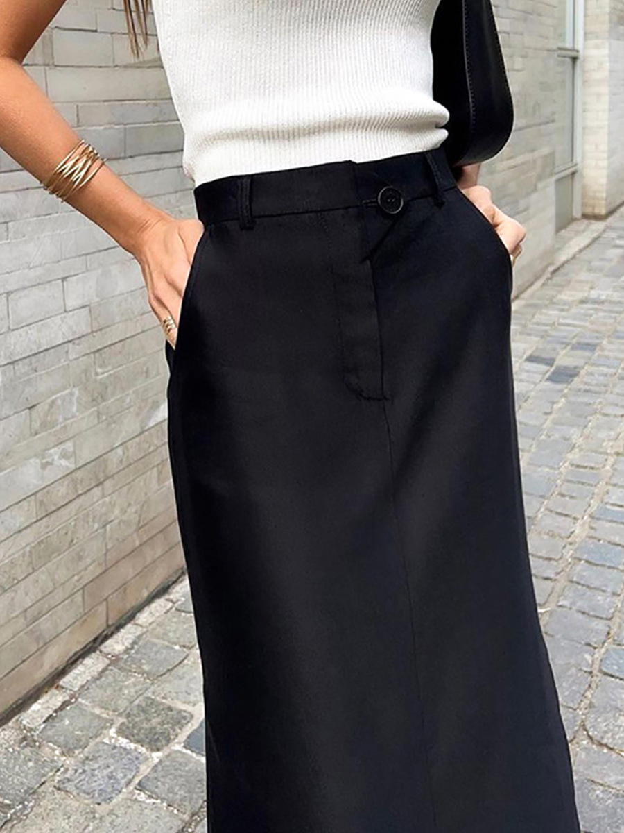 High Waist Side Slit Skirt