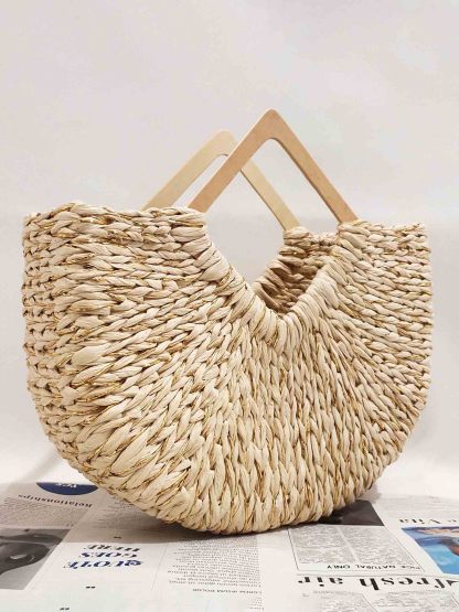 Holiday Leisure Moon Bag Gold Paper Straw Handbag