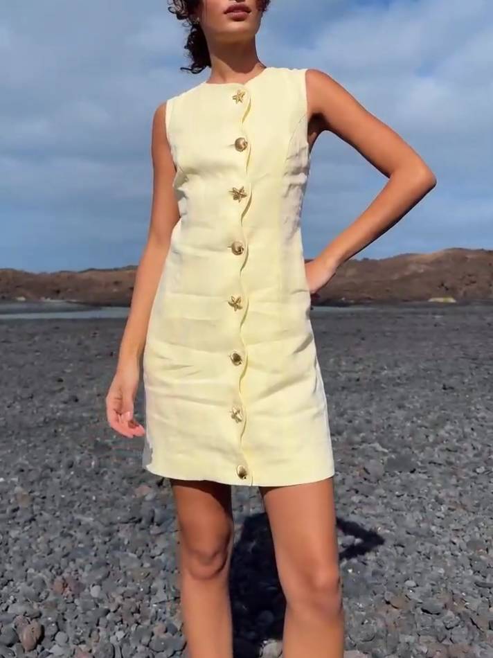 Starfish And Shell Button Mini Dress