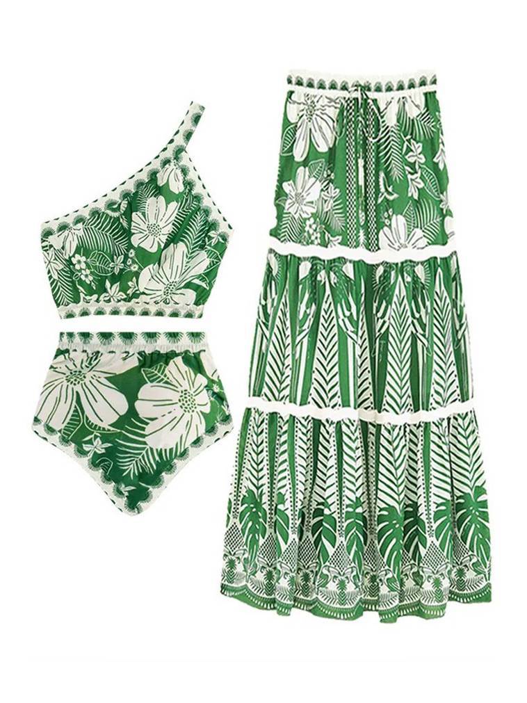 Printed Bikini Skirt Three-piece Set