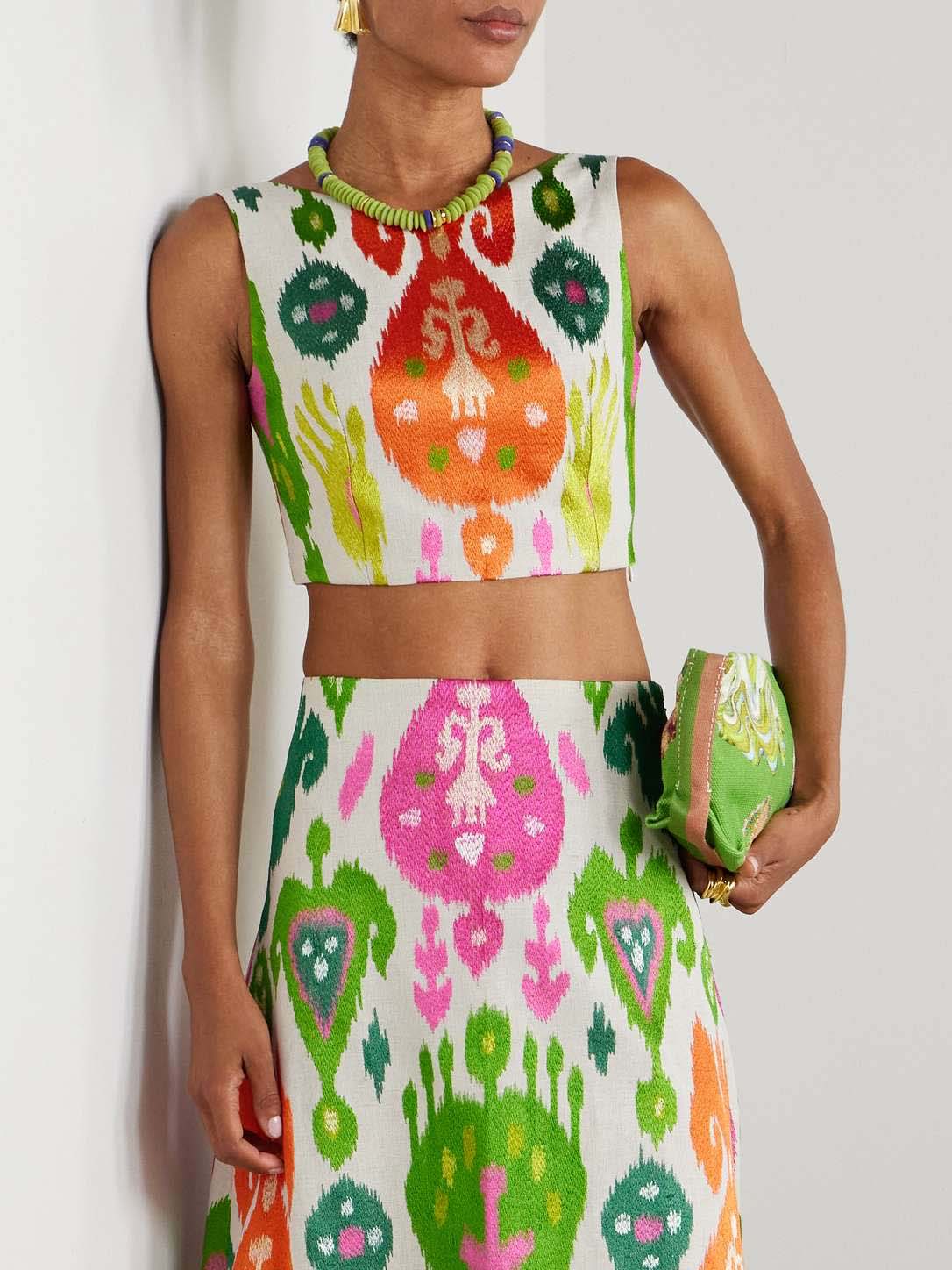 Vibrant Ikat Print Sleeveless Crop Top