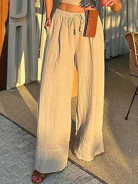 Cross Halter Tank Top And Wide Leg Pants Suit-Pants