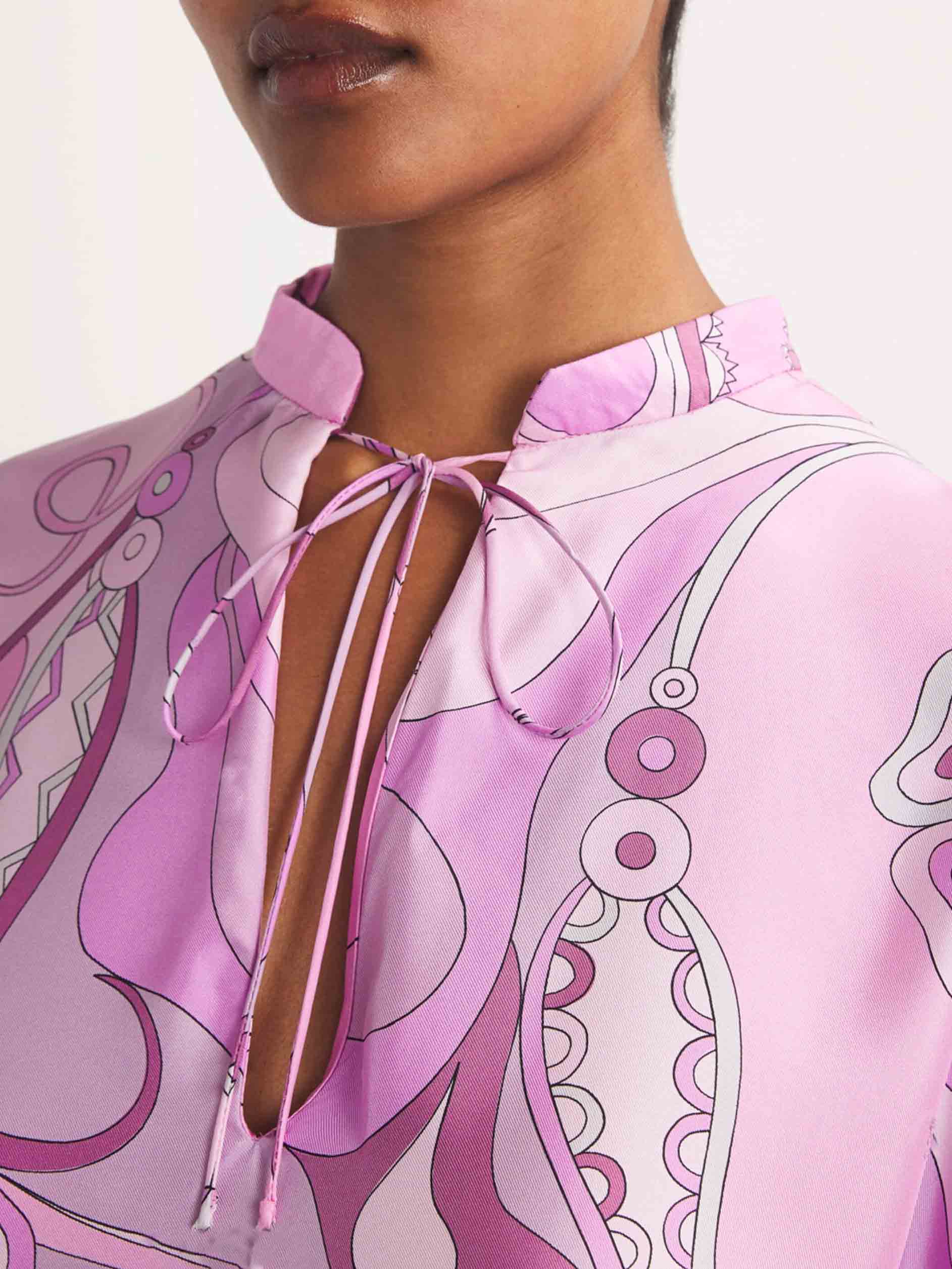 Retro Glam Pink Swirl Print Kaftan Maxi Dress