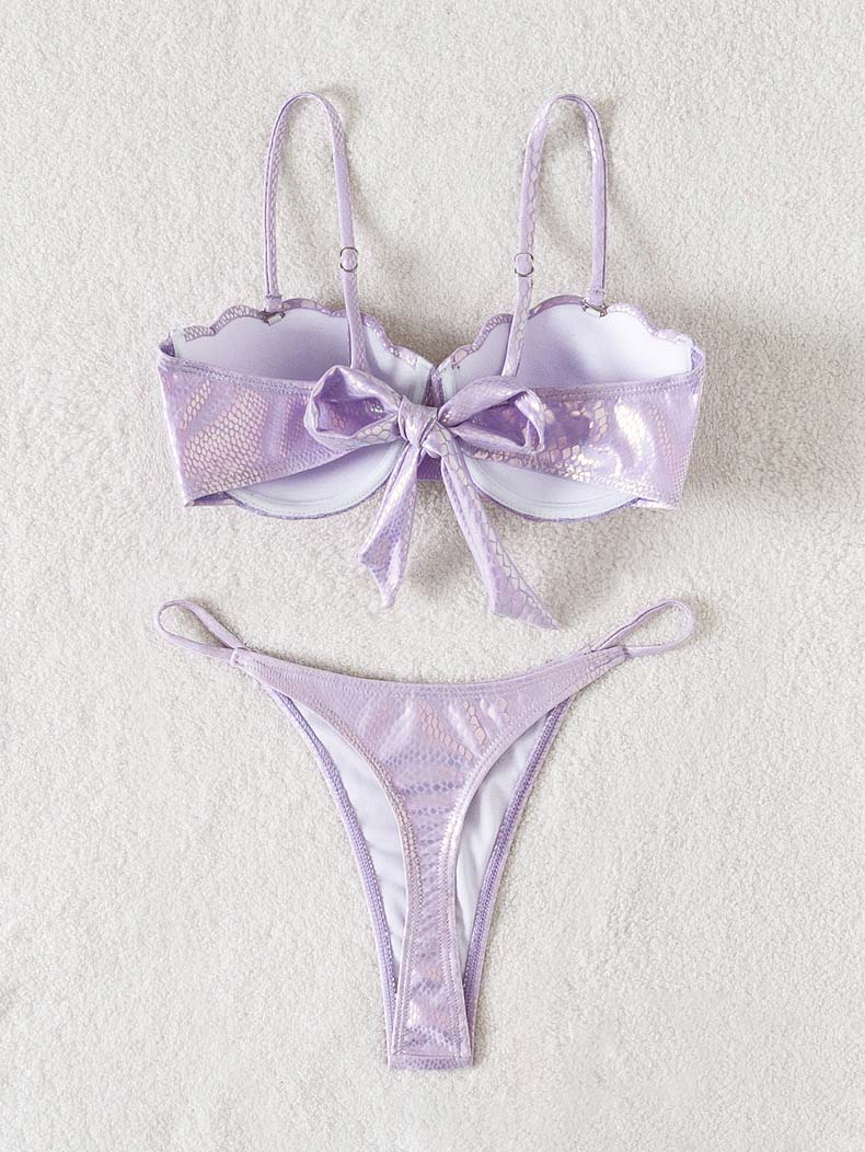 Sexy Shell Coated Shiny Bikini Set