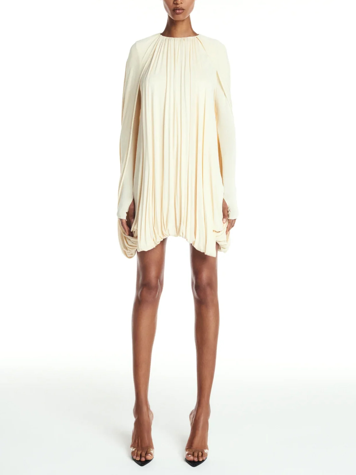 Elegant Pleated Fluffy Balloon Silhouette Mini Dress