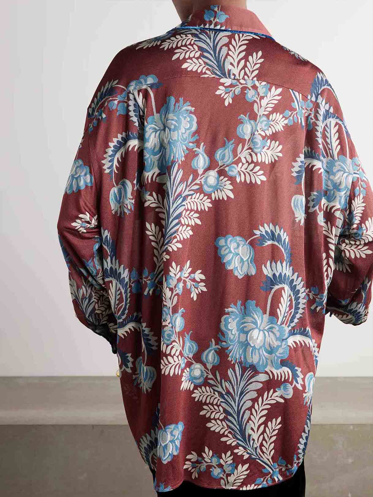 Exquisite Retro Folk Style Floral Print Long-sleeved Shirt