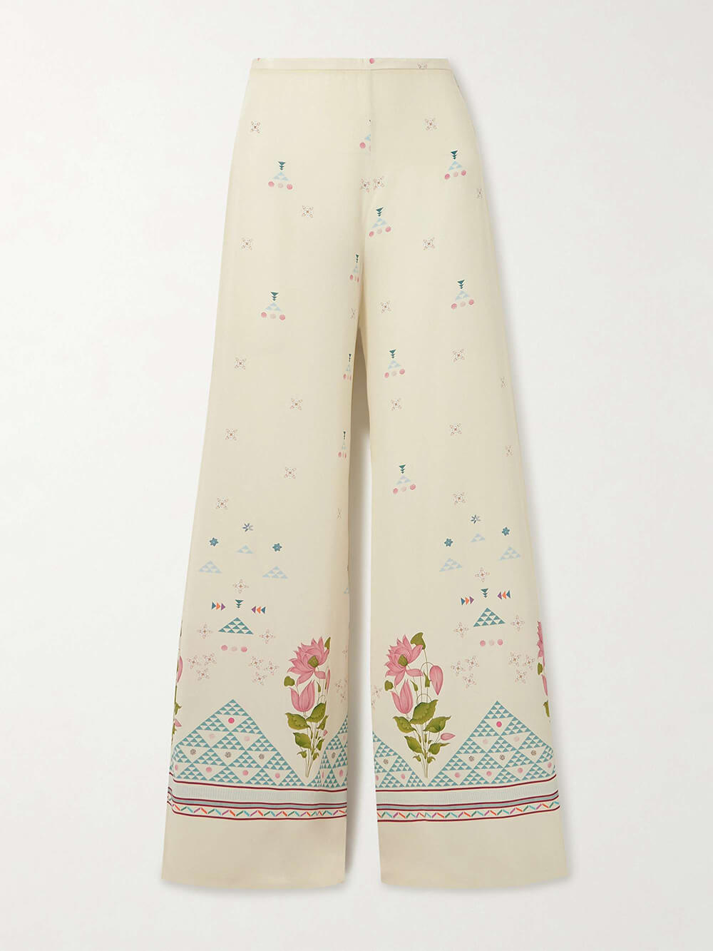 Exquisite Bohemian Bloom Floral Print Patchwork Elastic Waist Wide-Leg Pants