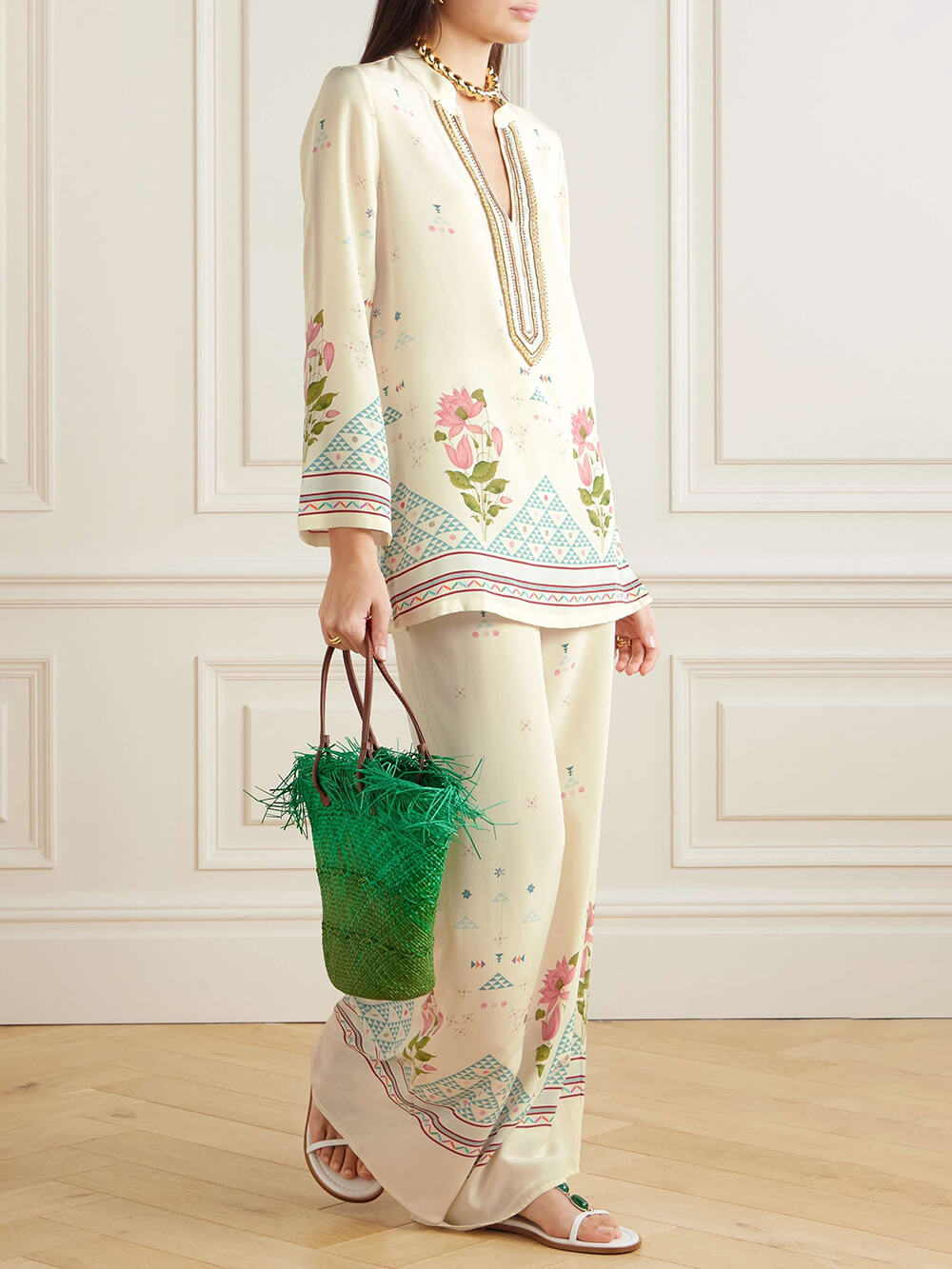 Exquisite Bohemian Bloom Floral Patchwork Relaxed Shirt