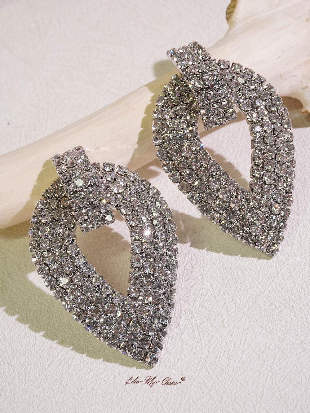 Geometric Rhinestone Clip-on Earrings