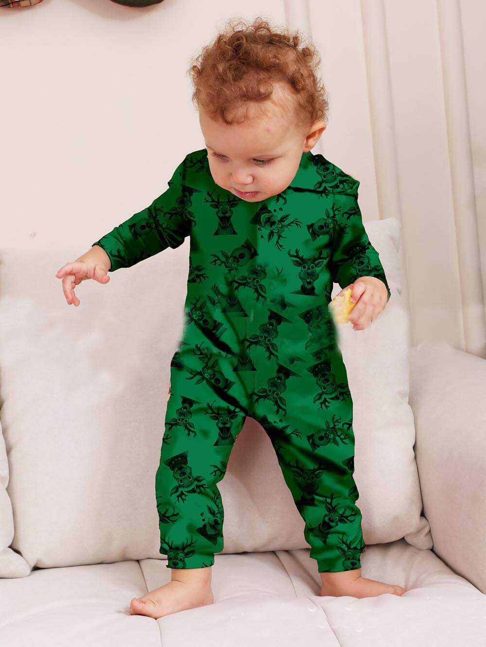 Christmas Elk Print Family One-Piece Pajamas