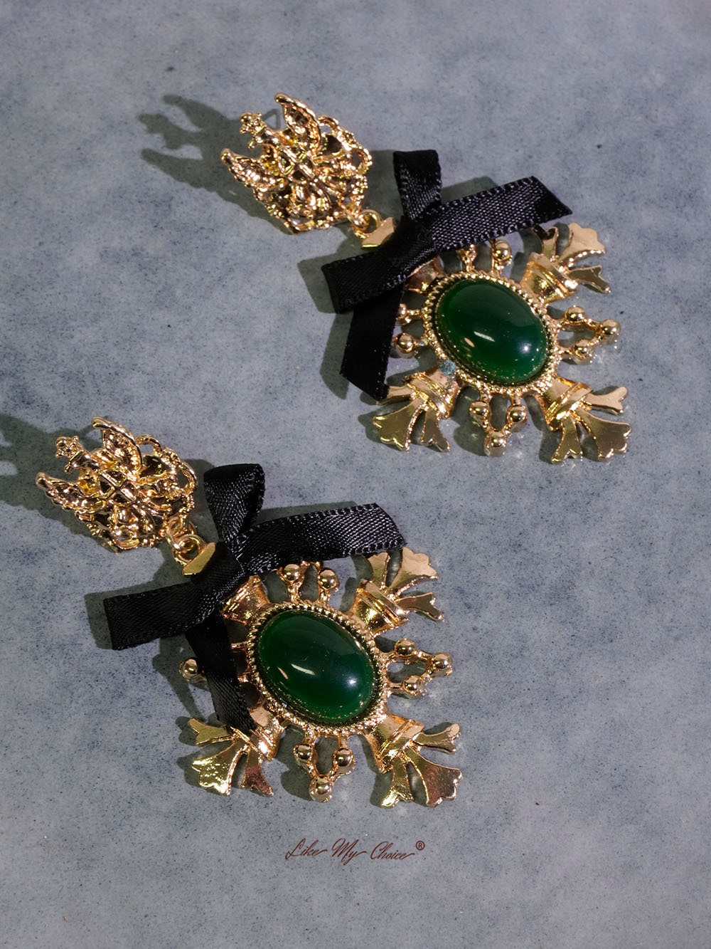 Vintage Baroque Bow Cross Earrings