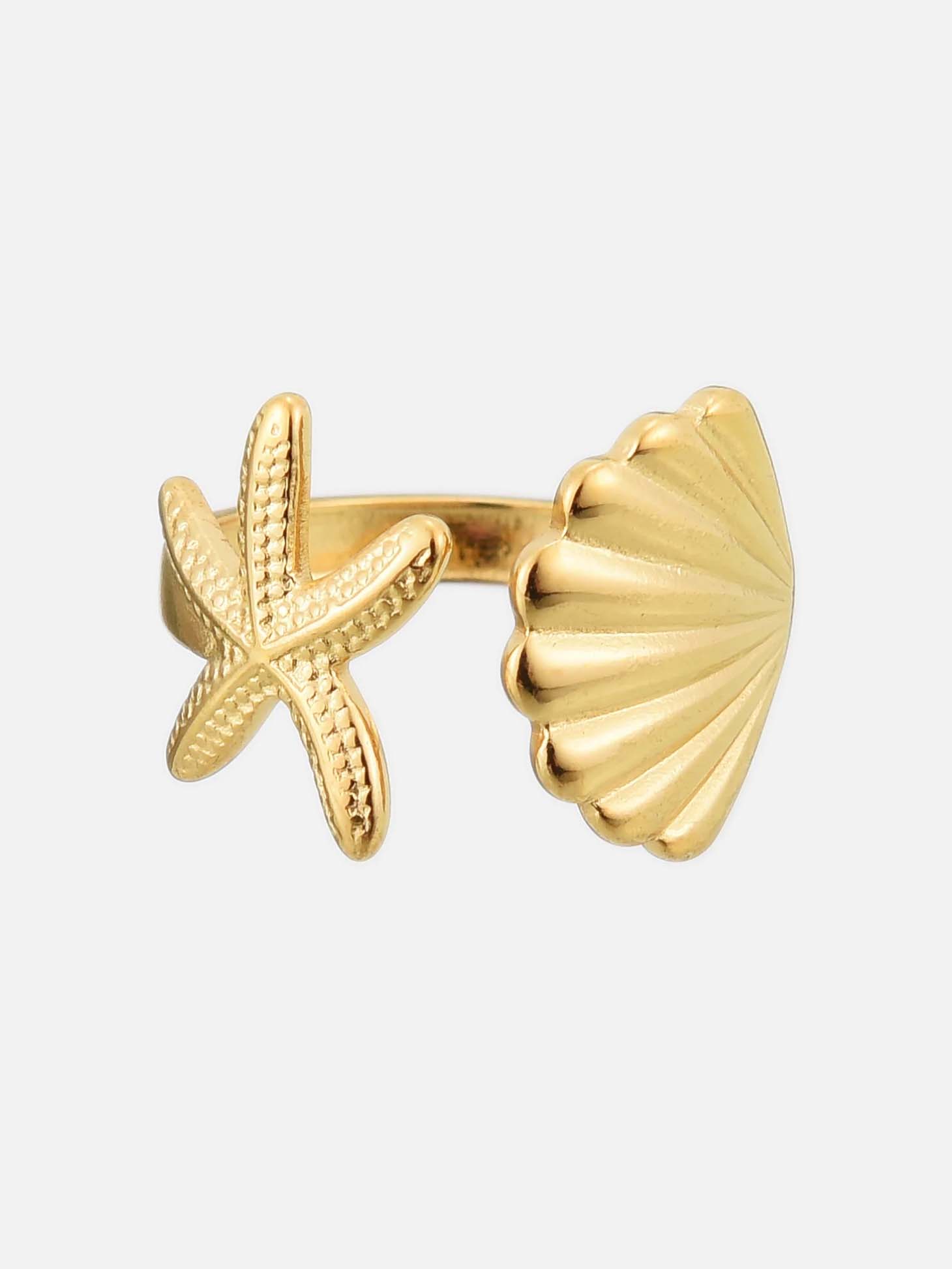 Shell Starfish Pearl Ring