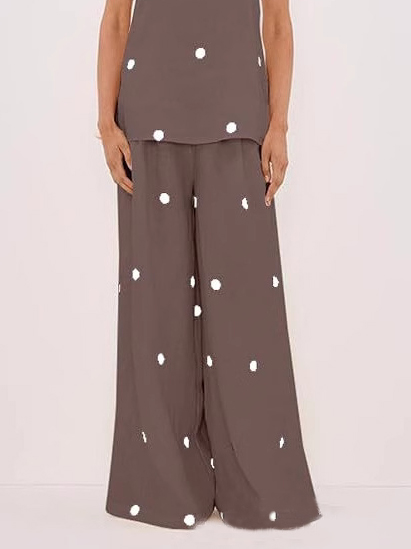 Casual Classic Polka Dot Print Loose Wide-leg Pants