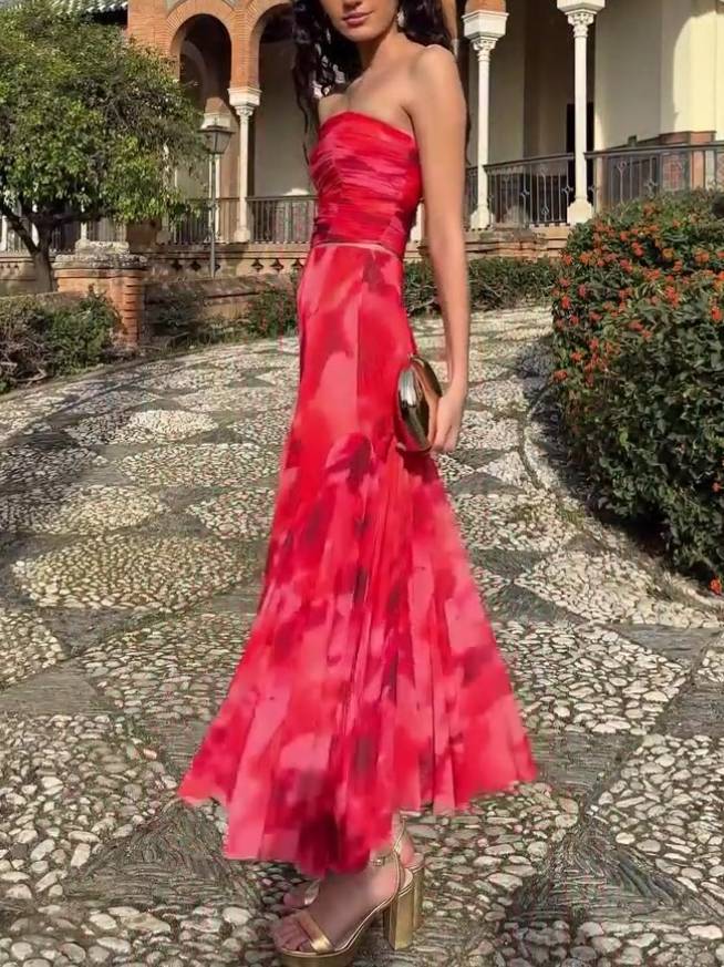 Unique Printed Tube Top And Skirt Two-Piece Set