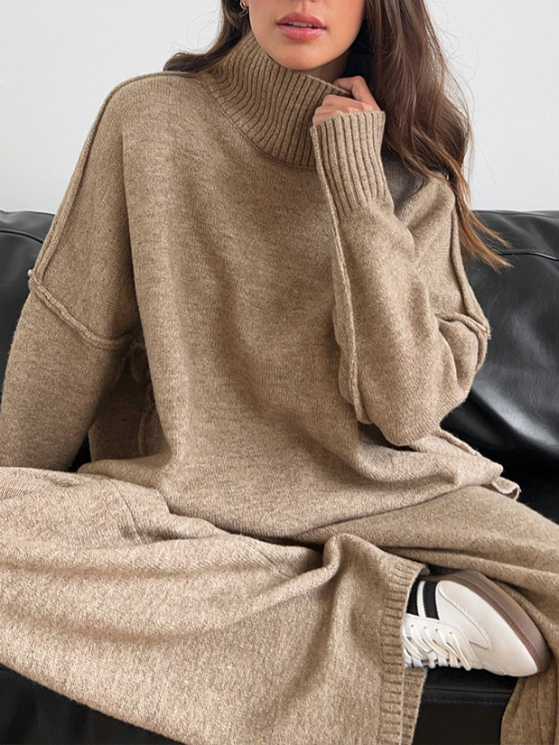 Lazy Thickened Knit Pants Suit