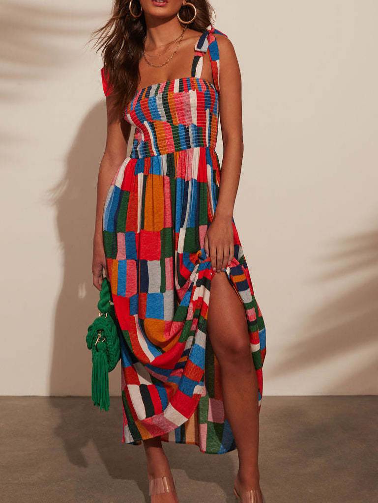 Rainbow Suspender Print Dress