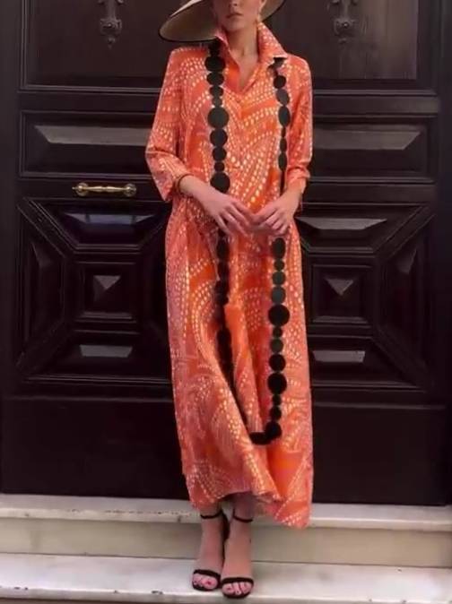 Unique Printed Loose Shirt Dress