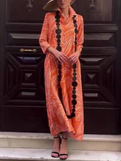 Unique Printed Loose Shirt Dress