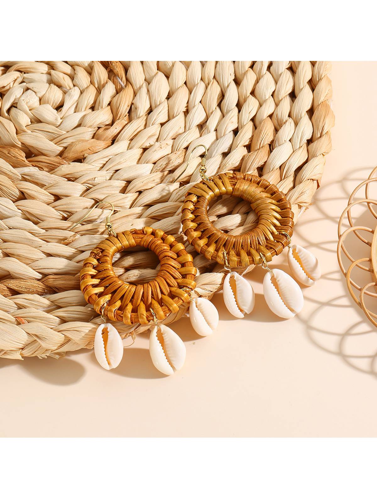 Bohemian Shell Straw Earrings