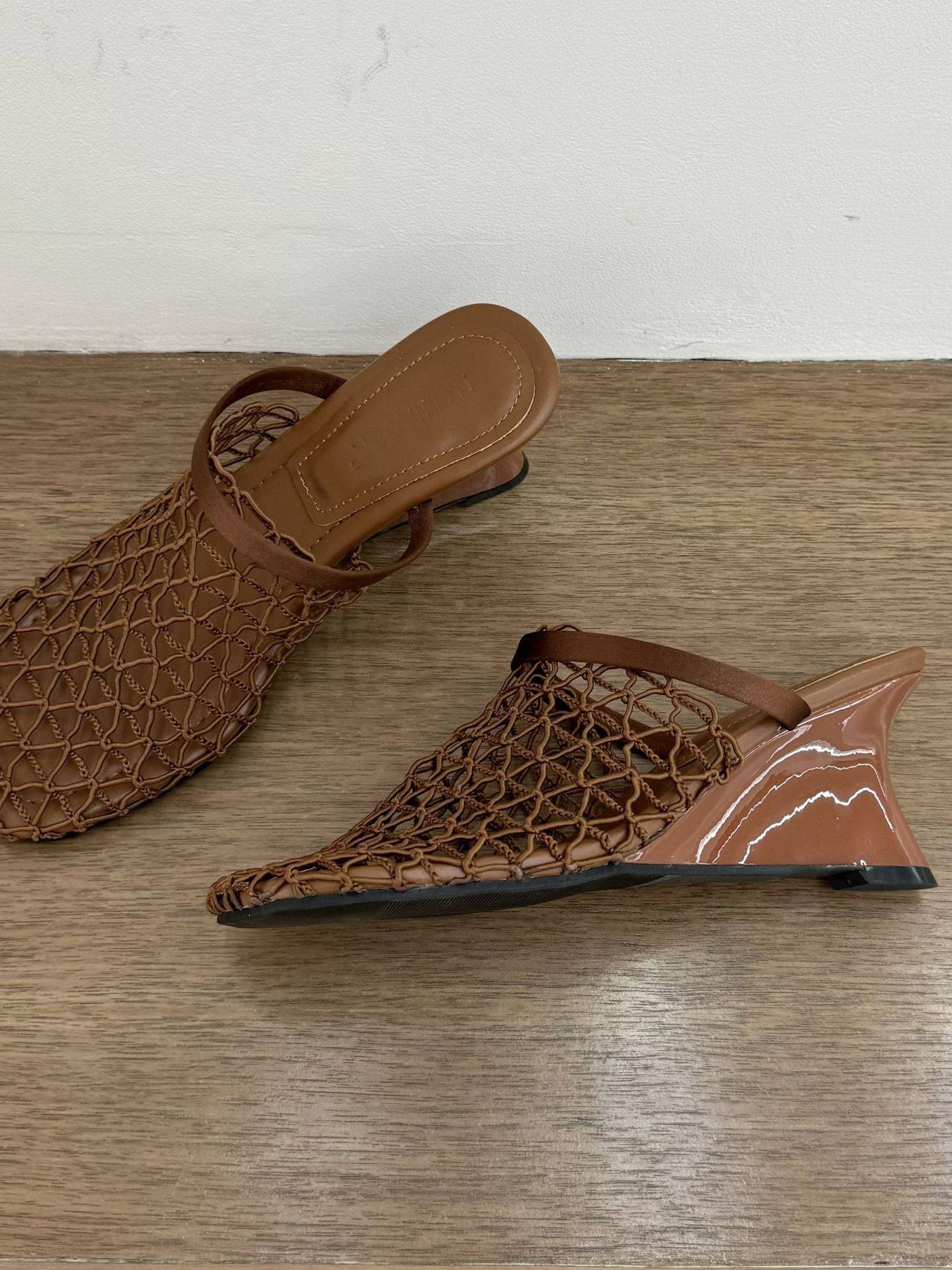 Fishnet Wedge Slippers