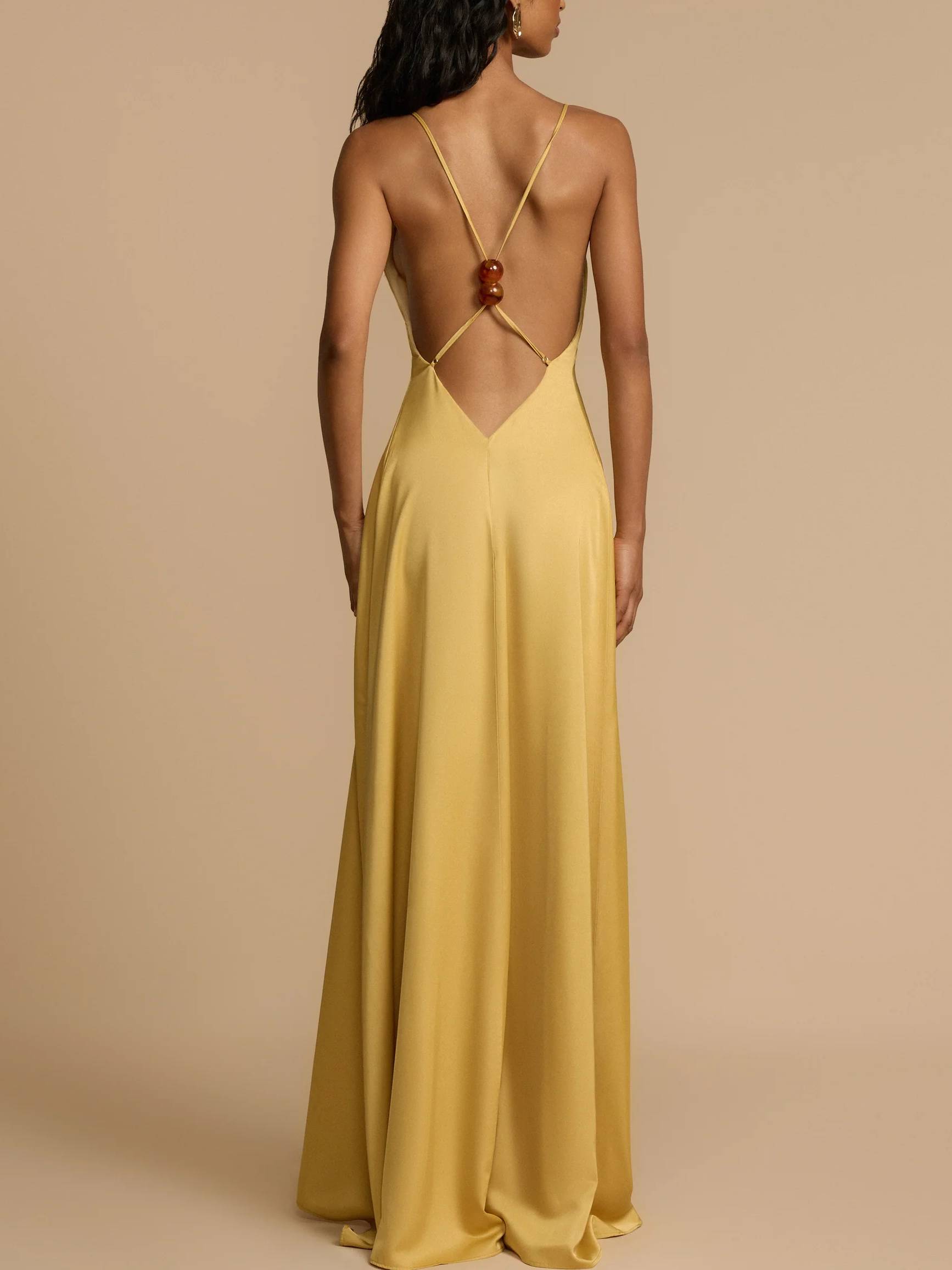 Deep V-neck Backless Maxi Dress