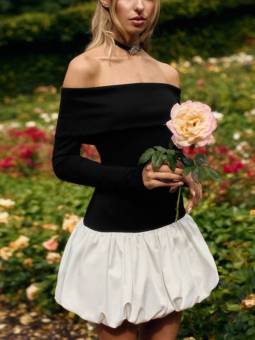Off-shoulder Bud Mini Dress