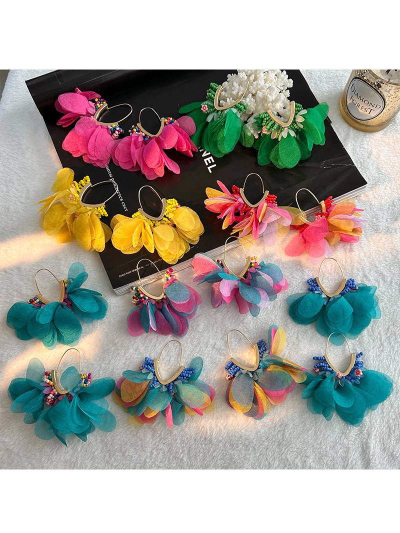 Colorful Tassel Petal Earrings