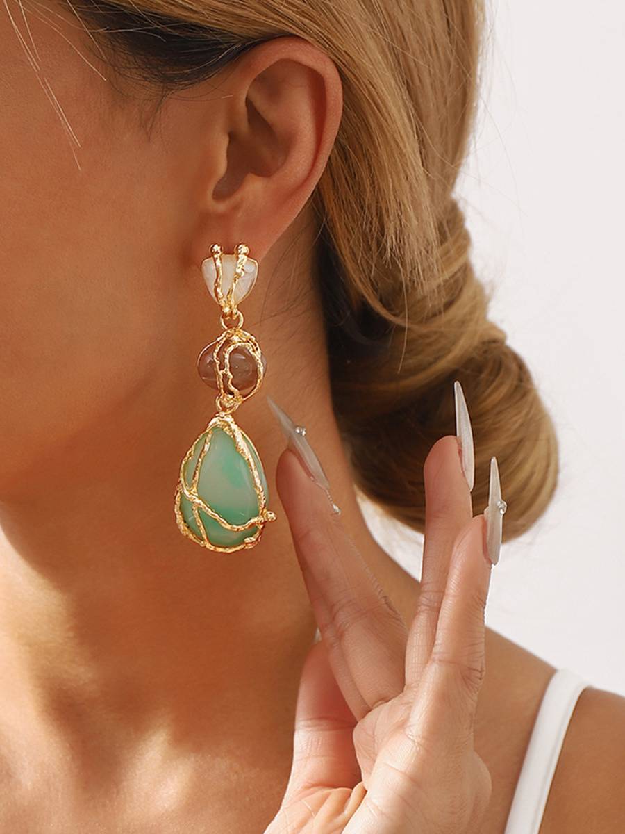 Water Drop Contrast Color Earrings