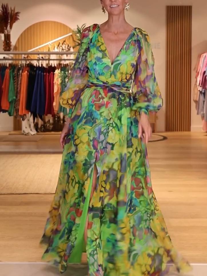 Unique Printed Off-shoulder Dress