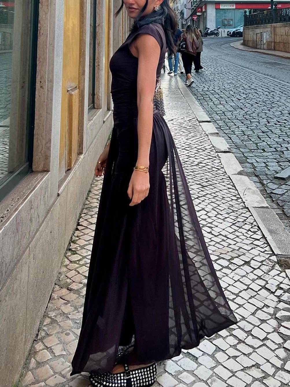 Unique Design Half Sleeve Maxi Dress