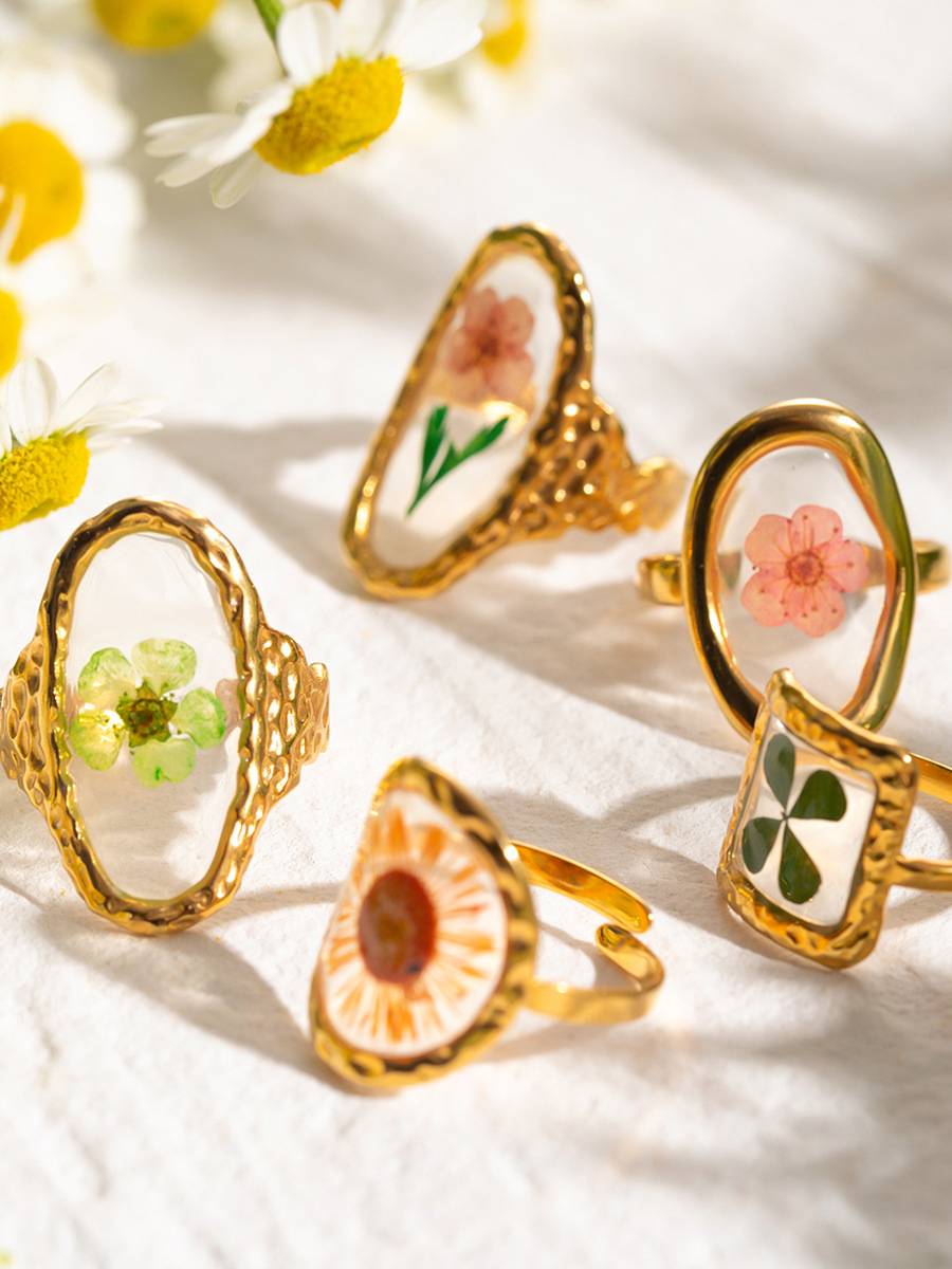 Sunflower Four-leaf Clover Eternal Flower Ring