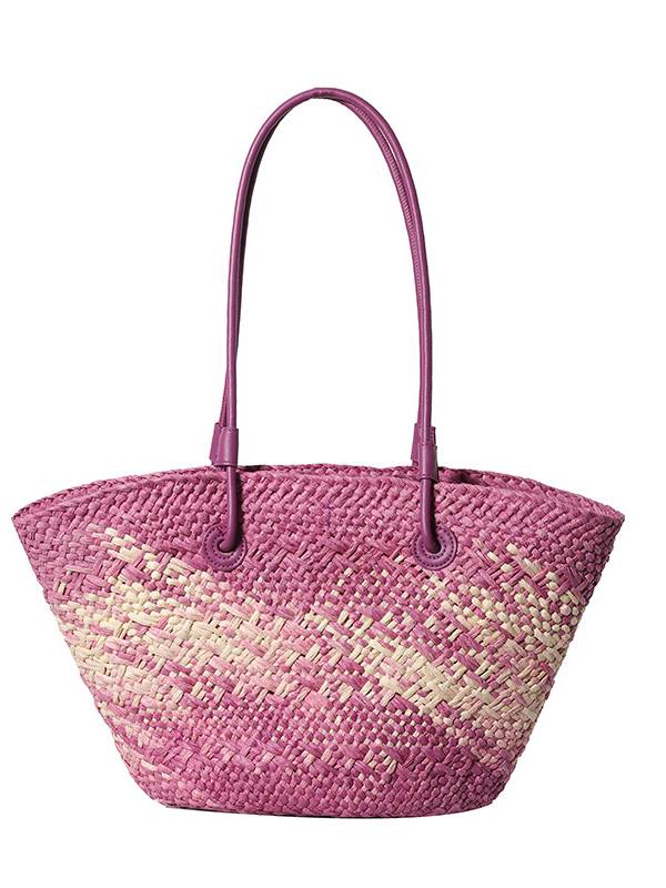 Gradient Colorful Hand-woven Beach Straw Bag