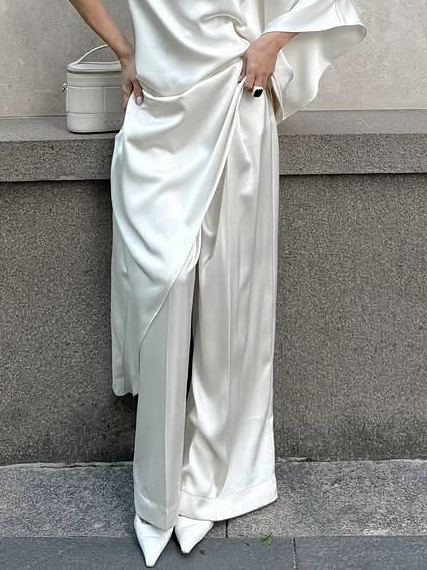 Elegant Wide-Leg Satin Trousers