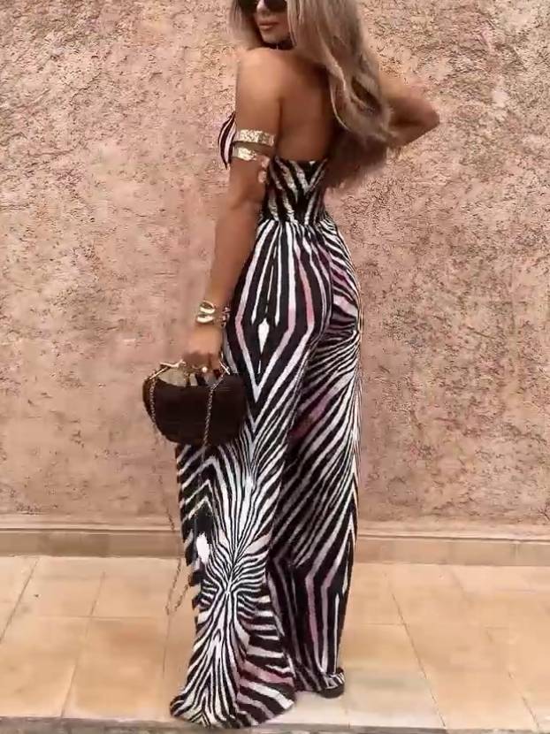 Zebra Print Cutout Jumpsuit