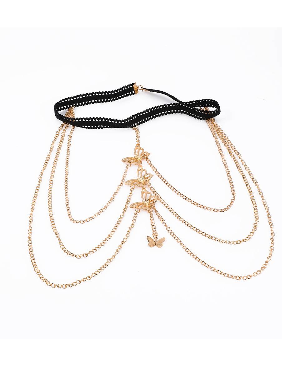 Lace Stretch Rope Butterfly Leg Chain
