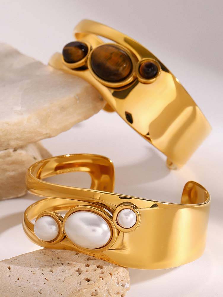 Minimale Inlaid Natural Stone Bracelet