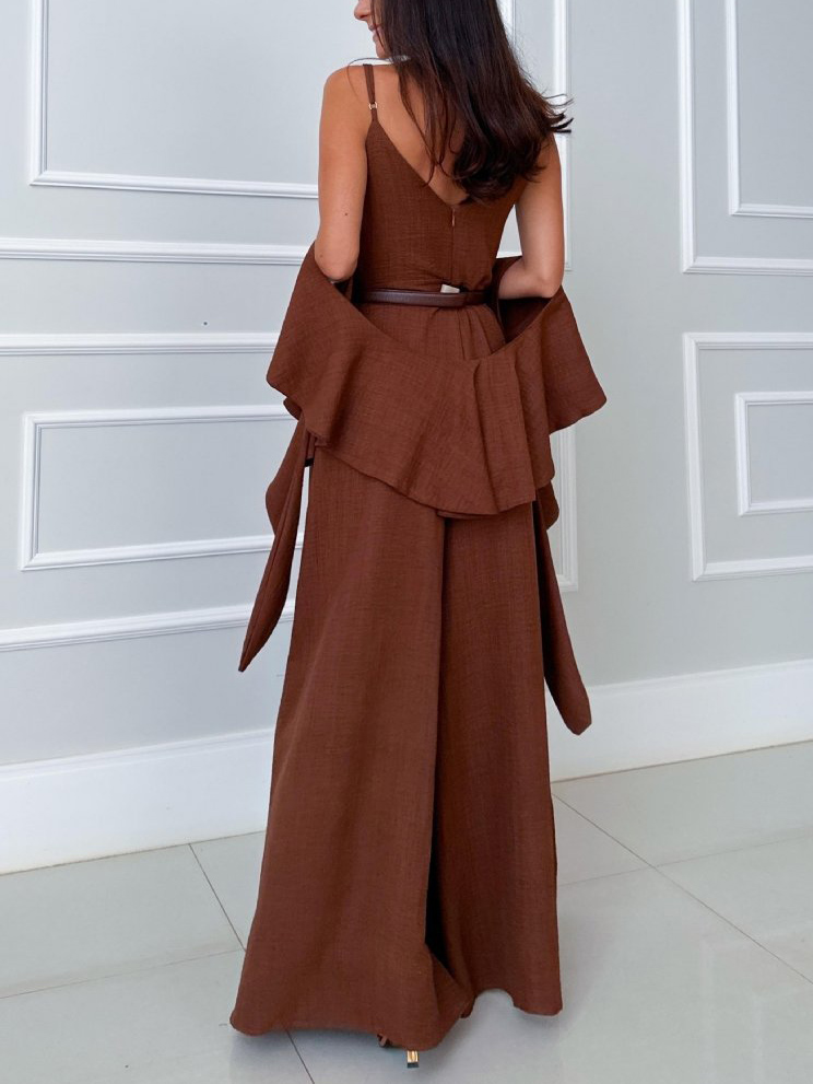 Unique Ruffled Suspender Sleeveless Jumpsuit