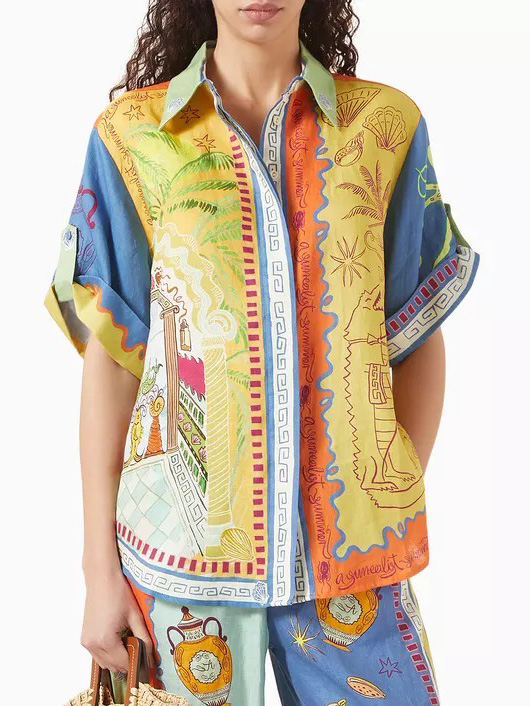 Unique Summer Fantasy Print Short-sleeved Loose Shirt