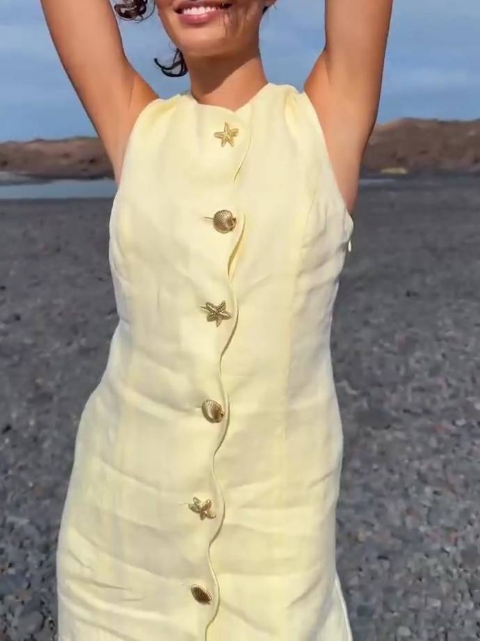 Starfish And Shell Button Mini Dress