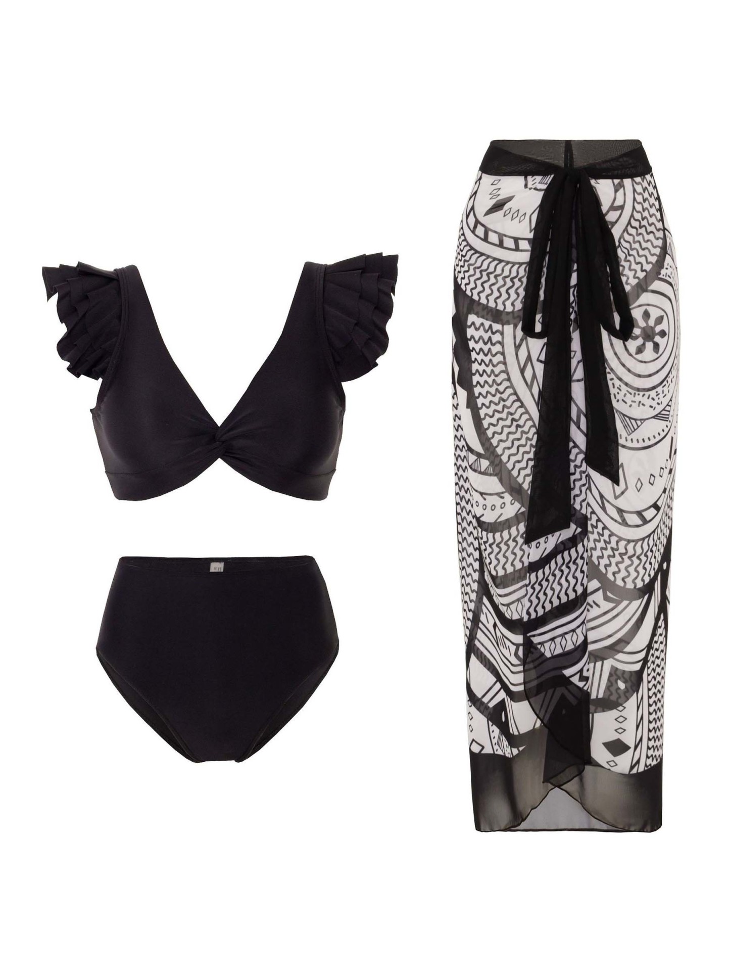 Exquisite Printed Lace Straps Three-piece Swimsuit