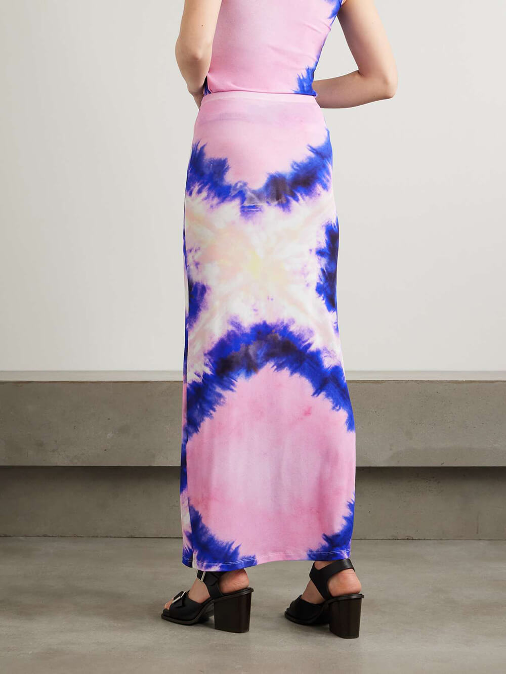 Unique Tie-Dye Stretch Crinkle Maxi Skirt
