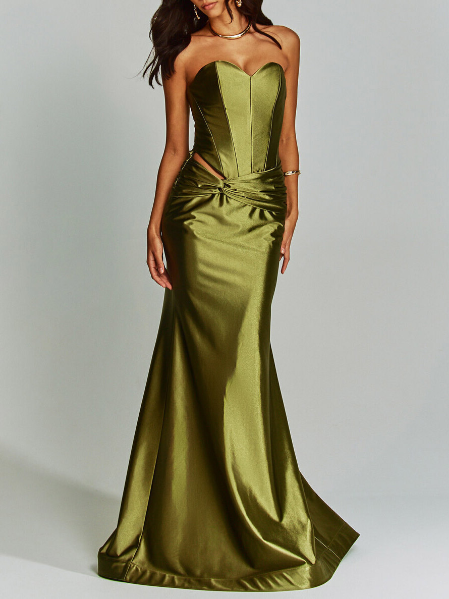 Elegant Sweetheart Neck Hollow Fishtail Party Maxi Dress