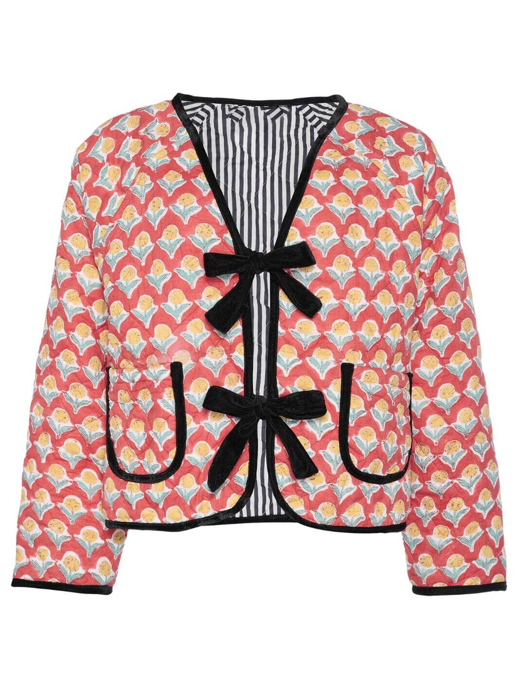 Fashionable Casual Lace-up Printed Cotton Jacket